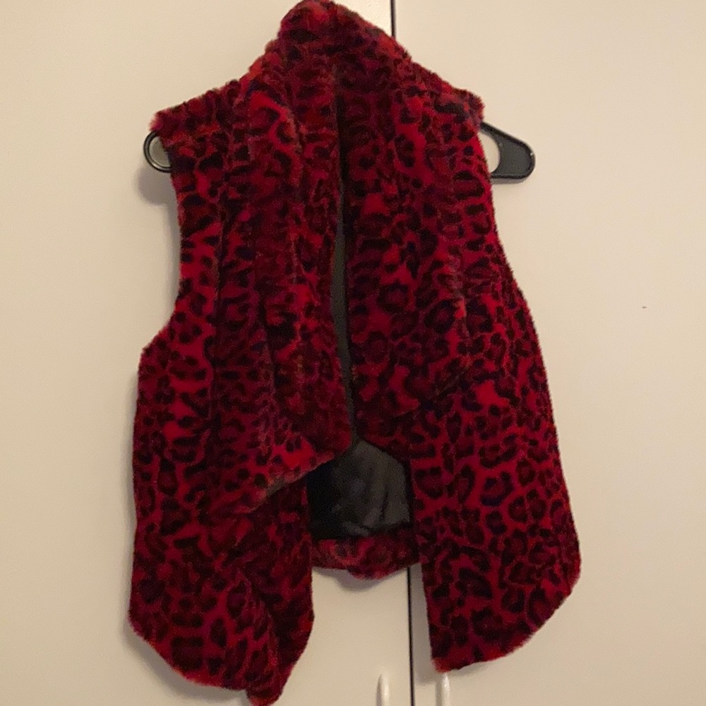 leopard print vest faux fur catherine malandrino